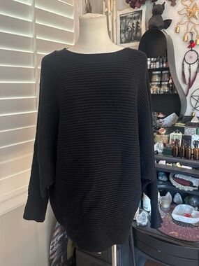 Black Ribbed Goth Women's Sweater